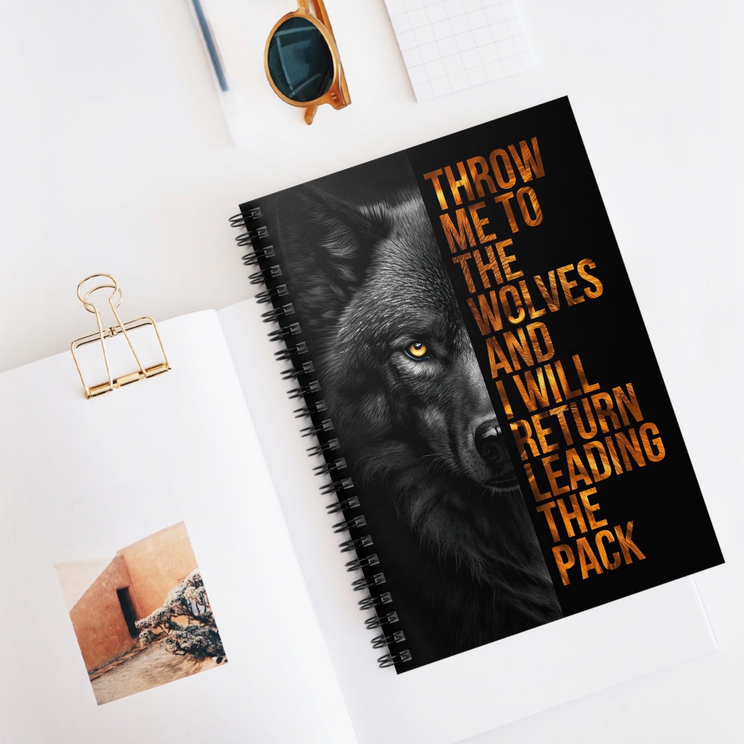 Empowering Wolf Spiral Notebook 6" x 8" – Motivational Journal