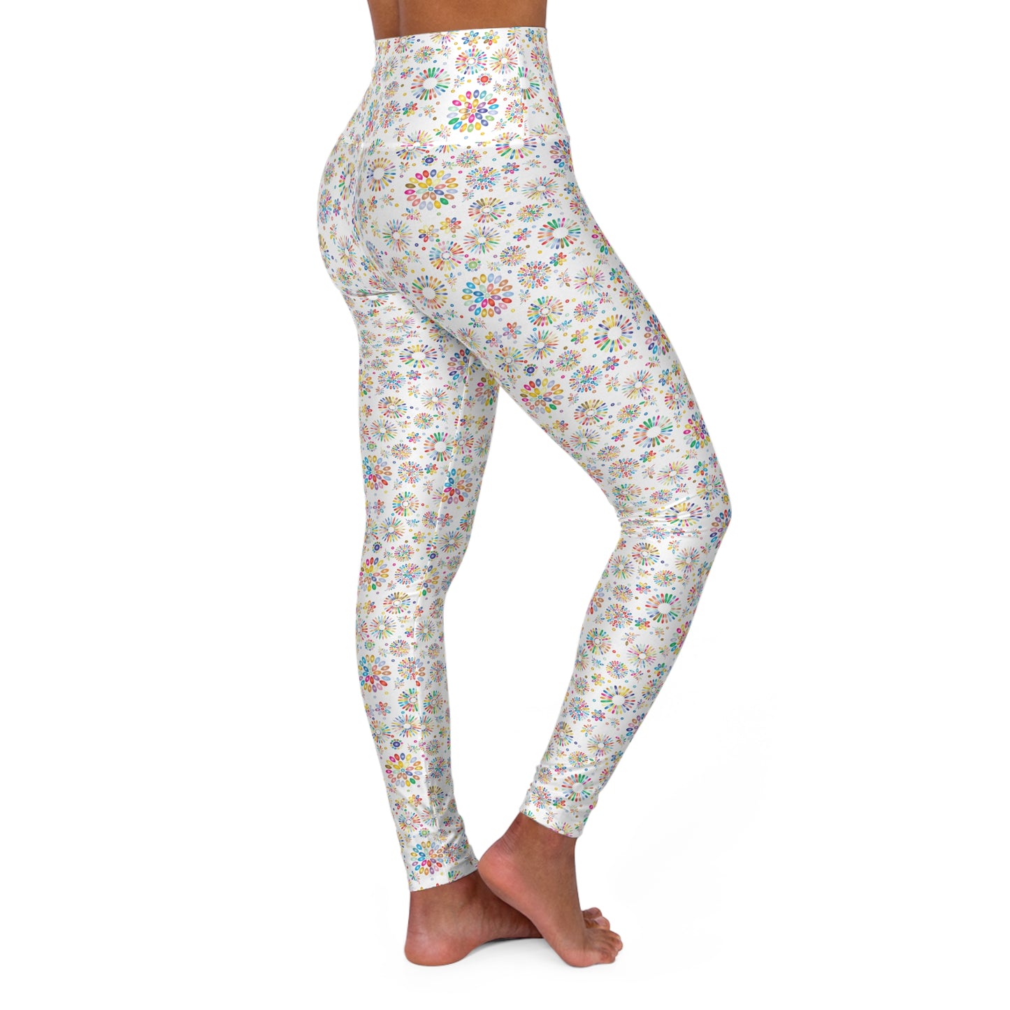 Vibrant Vibes High Waisted Yoga Leggings / White