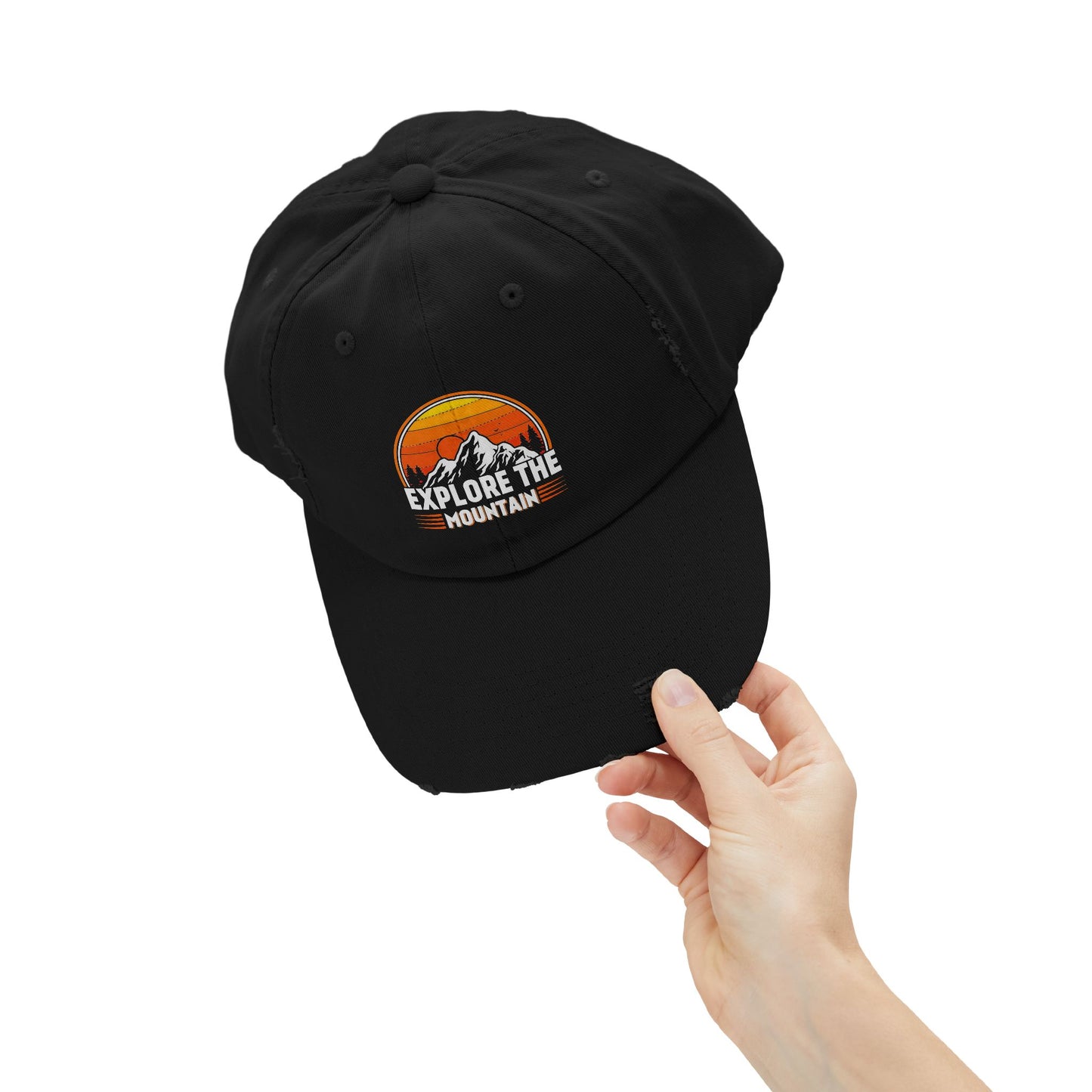 Unisex Distressed Cap - Explore the Mountain Adventure Hat