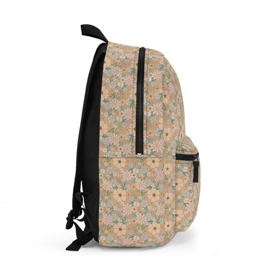 Blooming Joy: Happy Flower Pattern Backpack