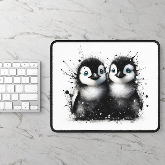Mouse Pad - Black and White Penguin Chicks Design