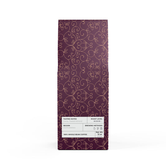 Cascades Coffee Blend (Medium-Dark Roast) / Tasting notes: Toasted nut and cocoa