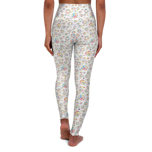 Vibrant Vibes High Waisted Yoga Leggings / White