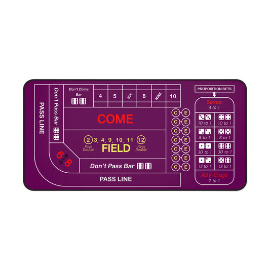 Casino Craps Desk Mat — 2-in-1 Gaming Surface / Purple
