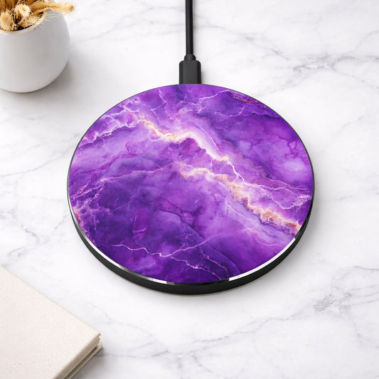 Purple Marble Wireless Charger – Fast Qi Phone Charging Pad