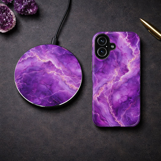 Purple Marble Wireless Charger – Fast Qi Phone Charging Pad