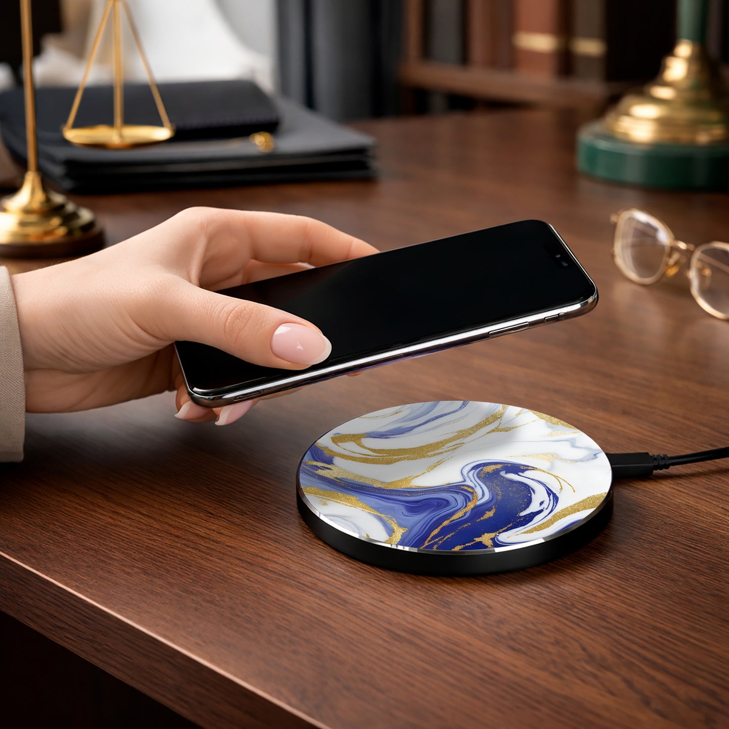 Elegant Marble 10W Qi Certified Fast Wireless Charging Pad