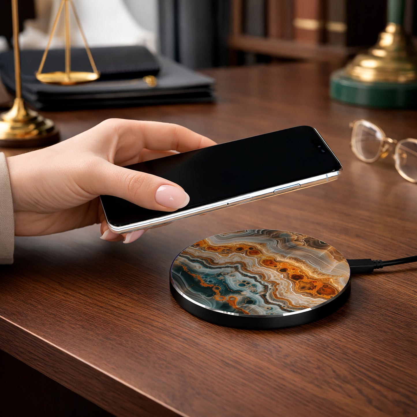 Unique Marble 10W Qi Certified Fast Wireless Charging Pad, Modern & Stylish Design