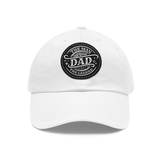 Classic Dad Hat with Leather Patch - 'The Man, The Myth, The Legend'