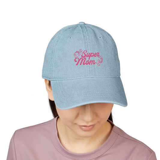 Super Mom Denim Cap / Embroidered
