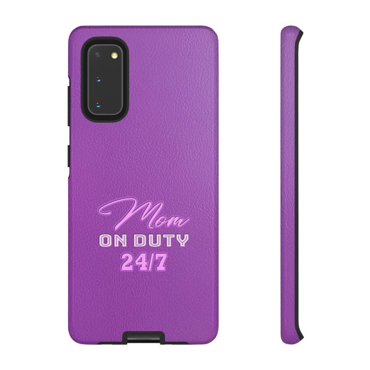 Mom On Duty Impact-Resistant Case, Purple Case for Mothers