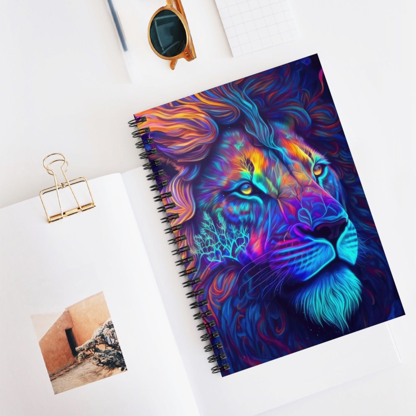Vibrant Lion Spiral Notebook 6” x 8” – Colorful Art Journal