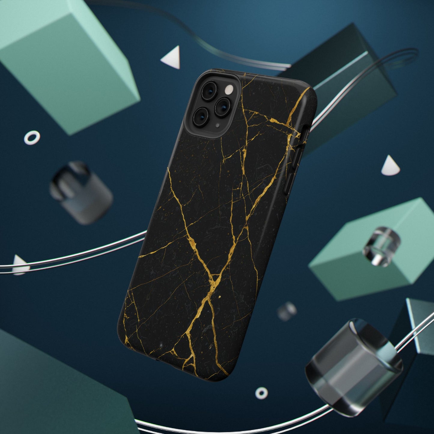 Luxury Black Marble Impact-Resistant iPhone