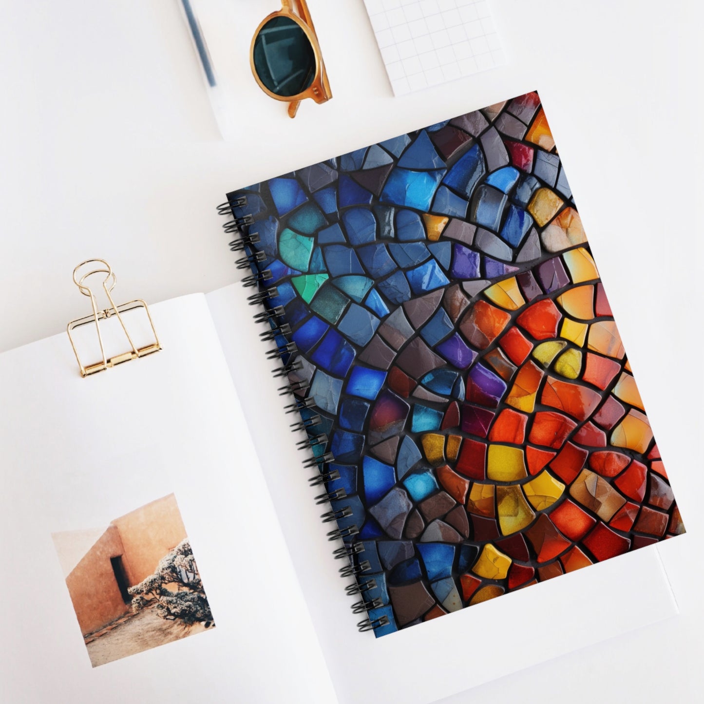 Vibrant Stained Glass Spiral Notebook 6" x 8"