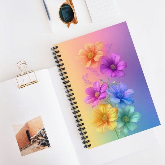 Colorful Floral Spiral Notebook 6" x 8" – Flower Design