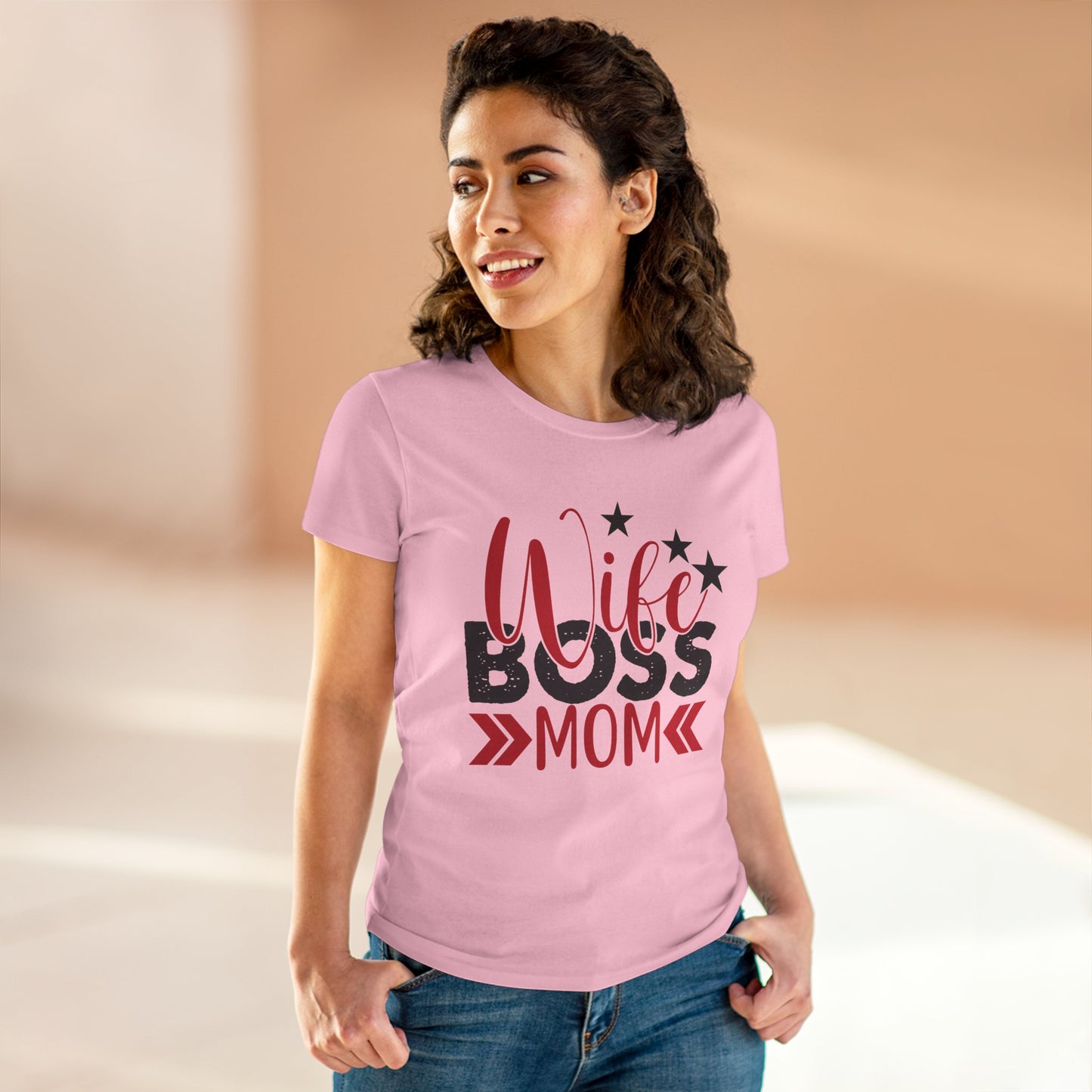Wife Boss Mom Tee - Midweight Cotton Shirt for Empowered Women