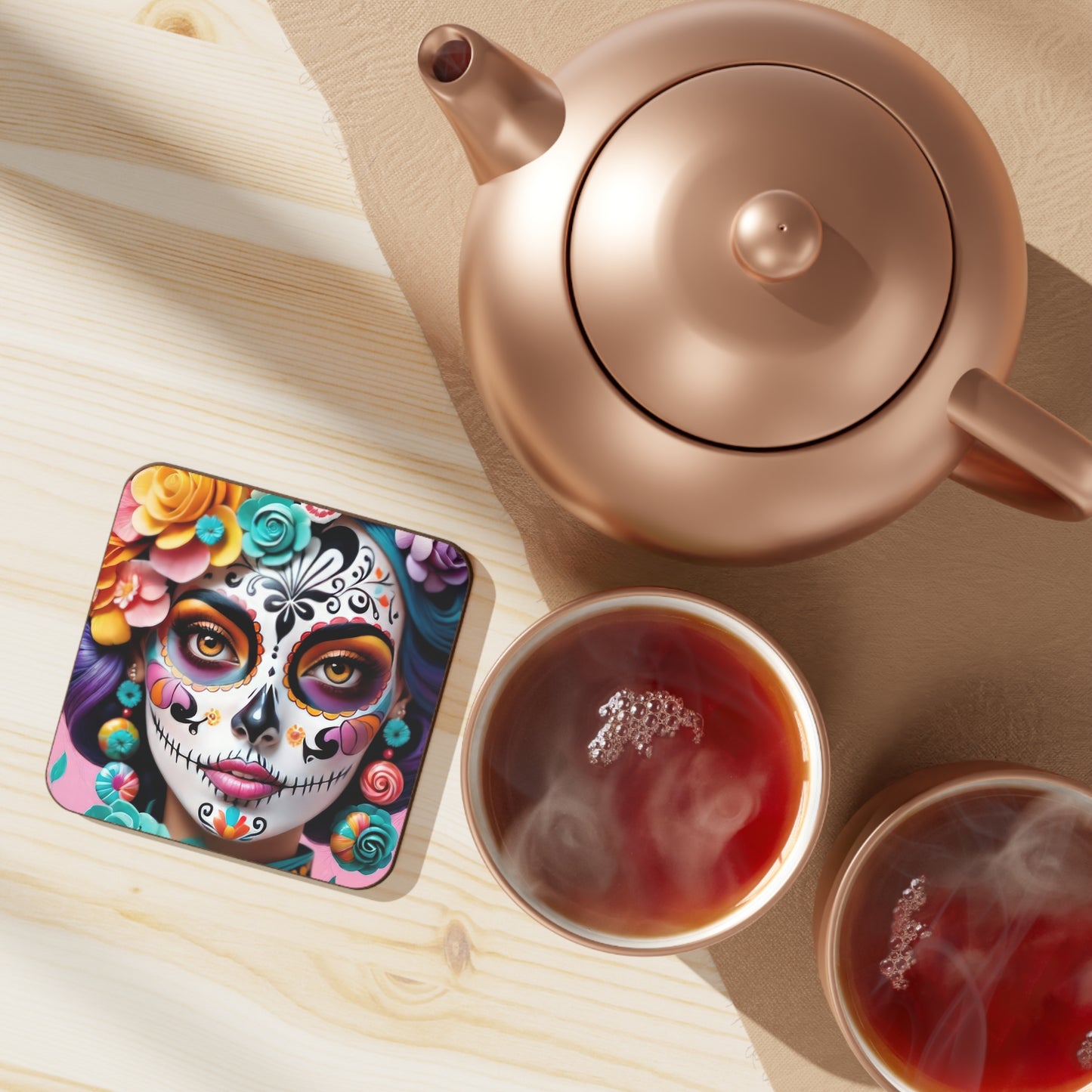 Colorful Sugar Skull Coaster, Day of the Dead Decor