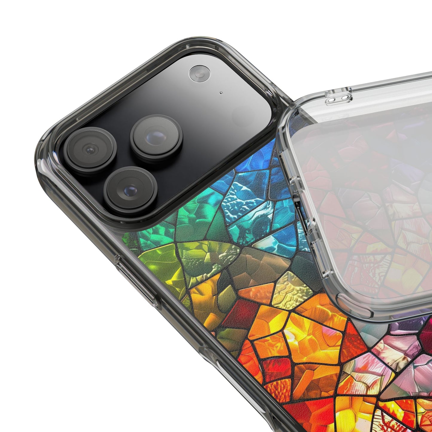 Vibrant Clear Phone Case, Colorful Stained Glass Design