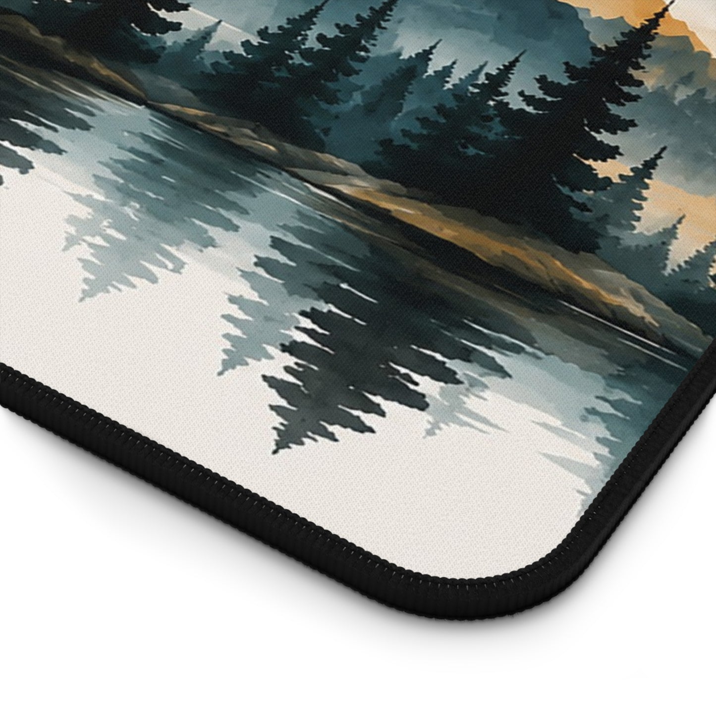 Mountain Sunrise Desk Mat — Scenic Lake Landscape Mouse Pad
