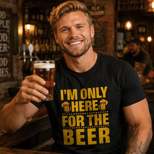 Funny Beer Slogan Tee, I'm Here For The Beer