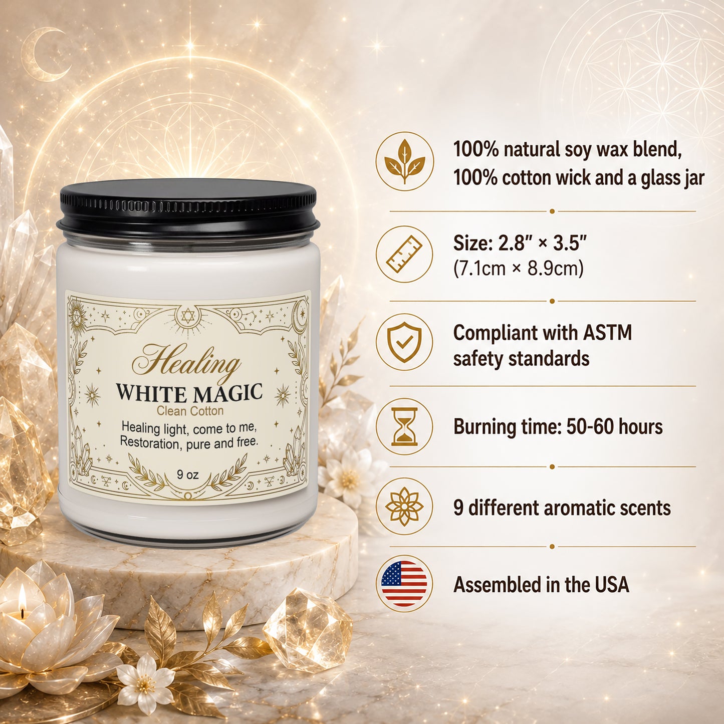 Healing White Magic Scented Soy Candle – 9 oz
