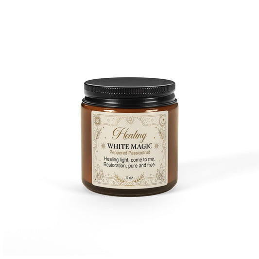 White Magic Healing Scented Soy Candle - Amber Jar