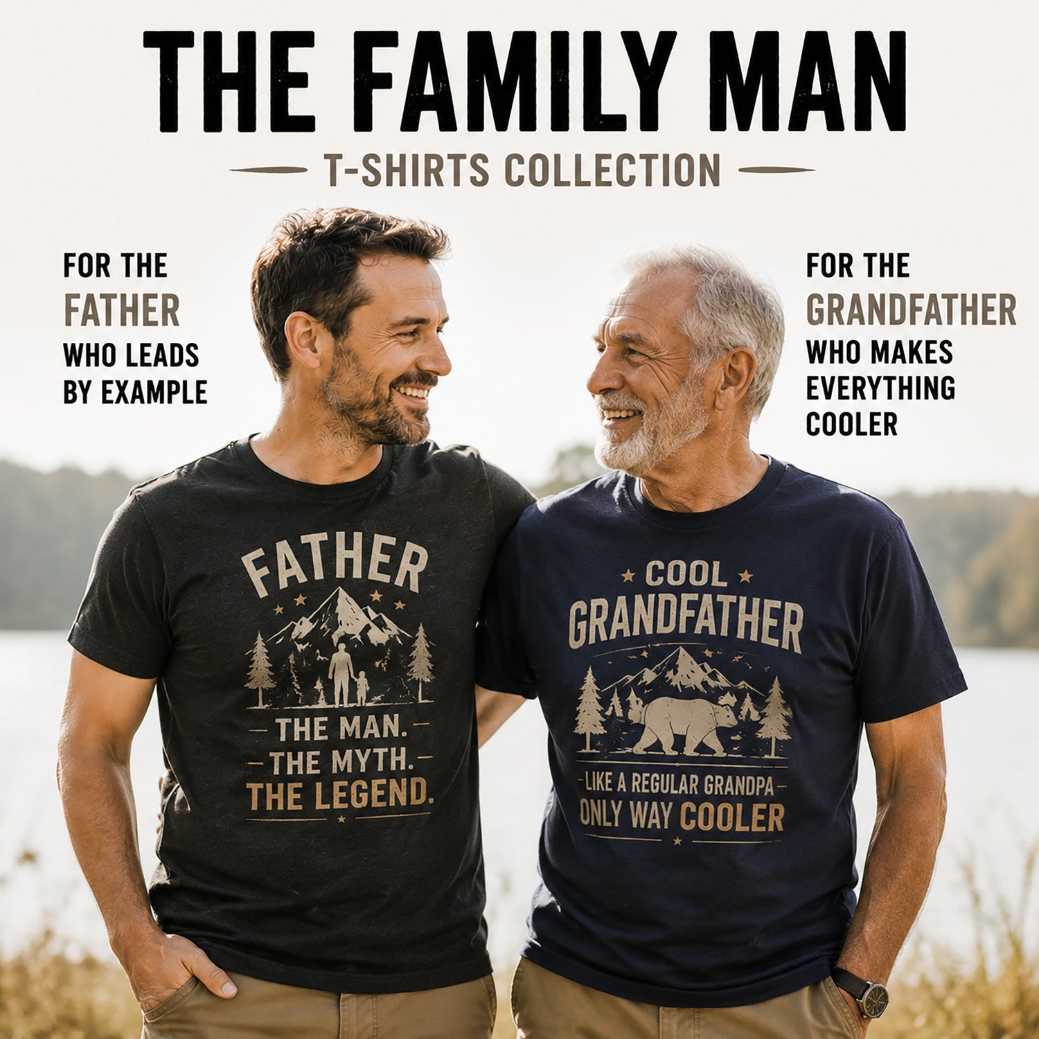 Family Heroes t-shirts collection for father, grandfather, and husband – unique graphic tees celebrating family legends and heroes.