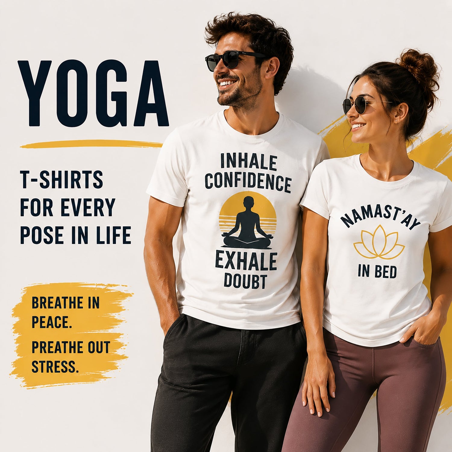 Funny and motivational yoga t-shirts for men and women.
