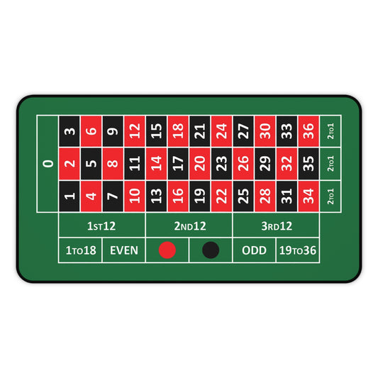 European Roulette Desk Mat — Casino-Themed Gaming/Office Mat