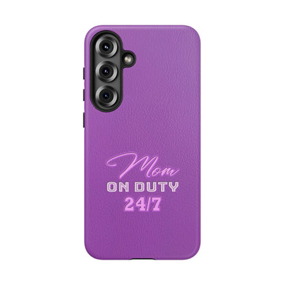 Mom On Duty Impact-Resistant Case, Purple Case for Mothers