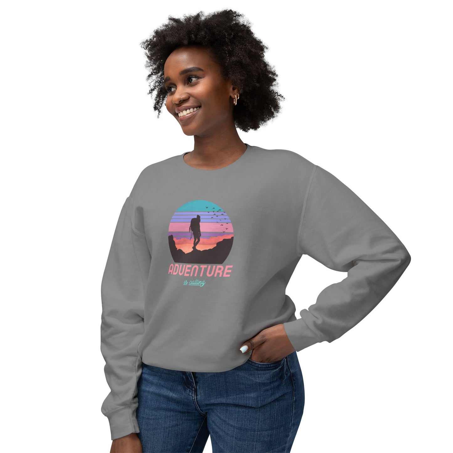 Adventure Is Calling Unisex Lightweight Crewneck Sweatshirt