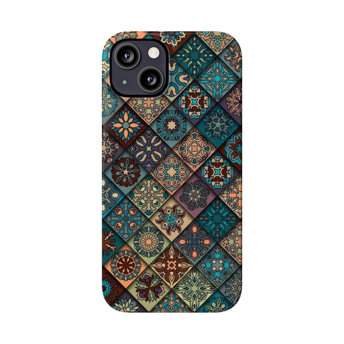 Aztec Geometric Slim Cases, Boho Blue