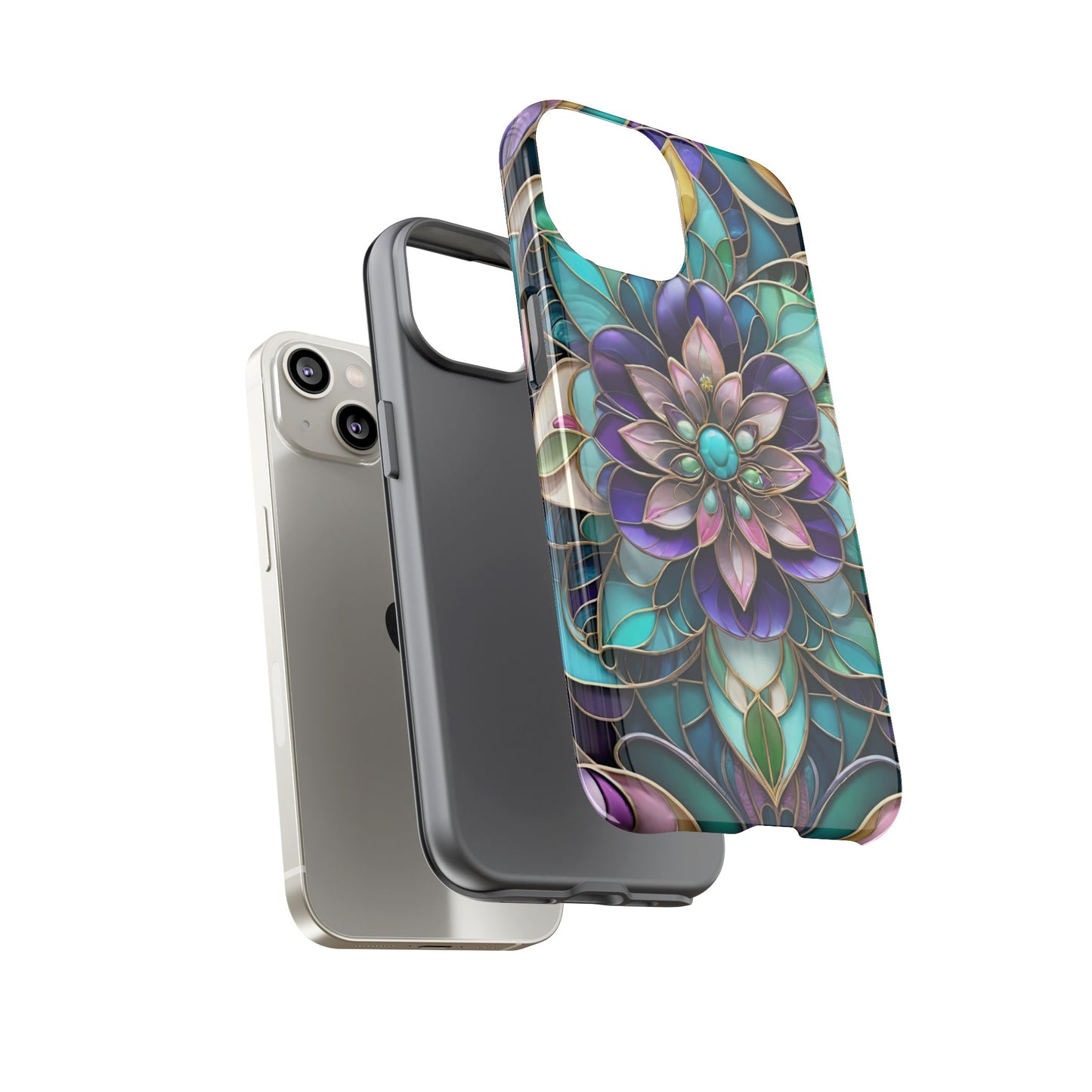 Floral Stained Glass Tough Phone Case -Stylish Protection for Your Device