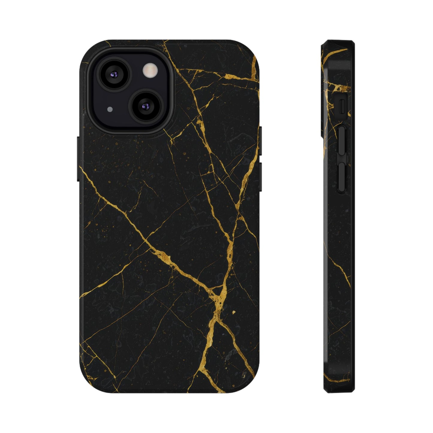 Black Marble with Gold Veins Impact-Resistant iPhone