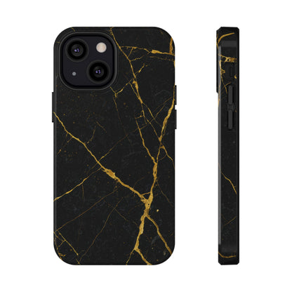 Black Marble with Gold Veins Impact-Resistant iPhone
