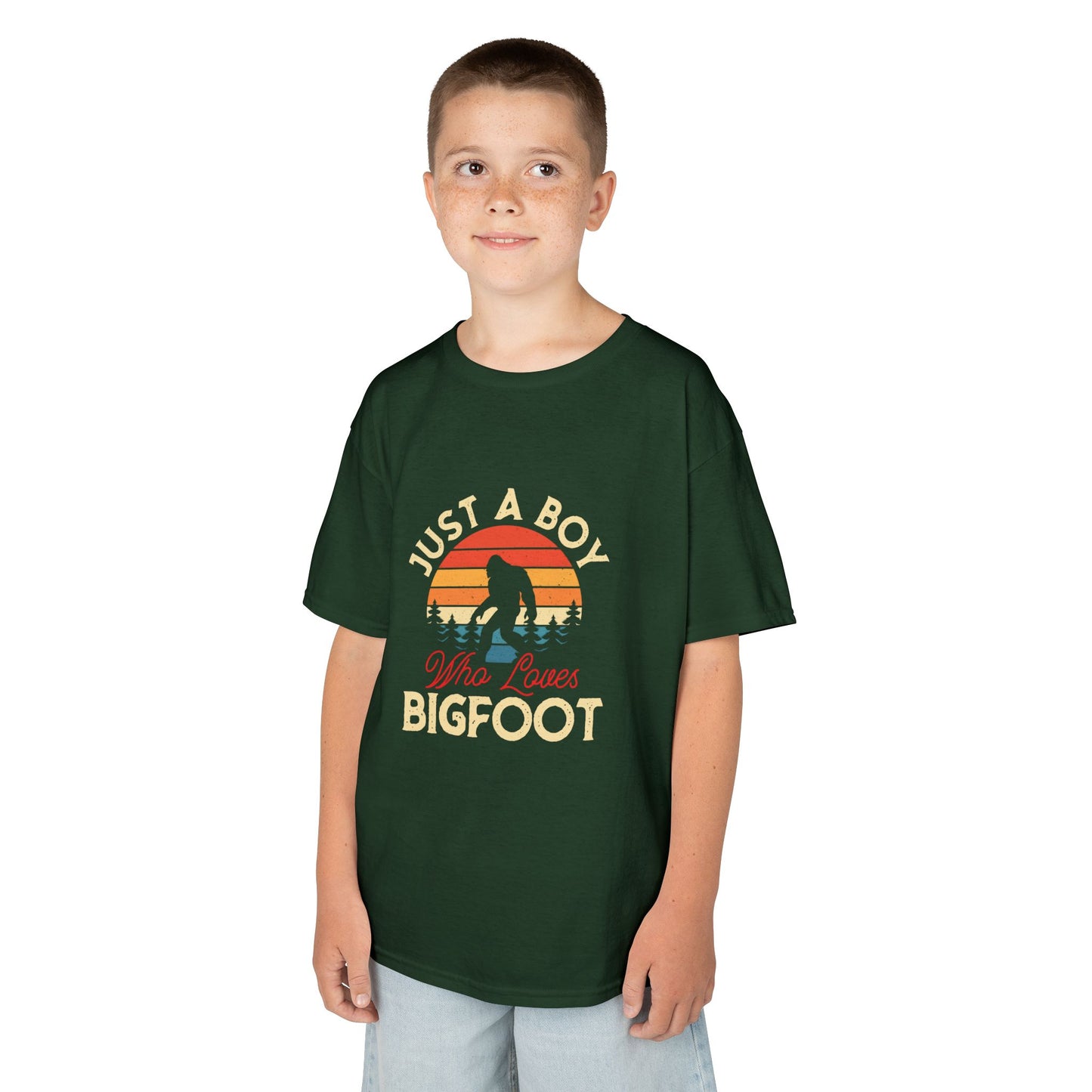 Kids Bigfoot Lover Tee - Just a Boy Who Loves Adventure
