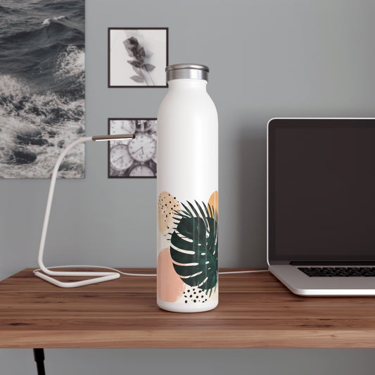 Slim Water Bottle — Tropical Monstera Minimalist Stainless Steel Bottle