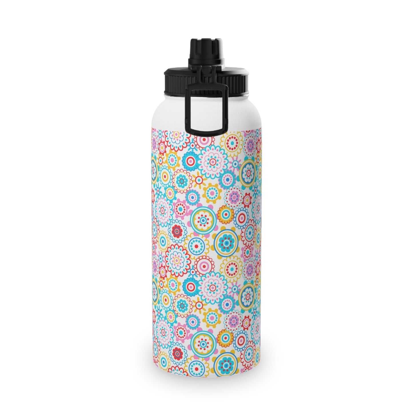 Flower Pop Stainless Steel Water Bottle, Sports Lid