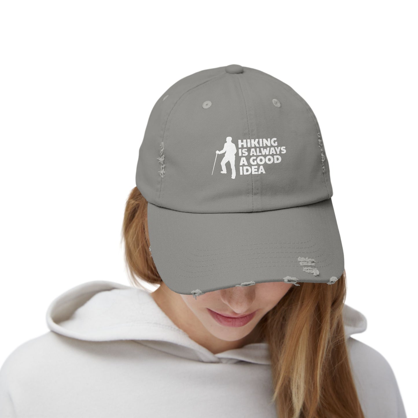 Hiking Is Always A Good Idea Unisex Distressed Cap