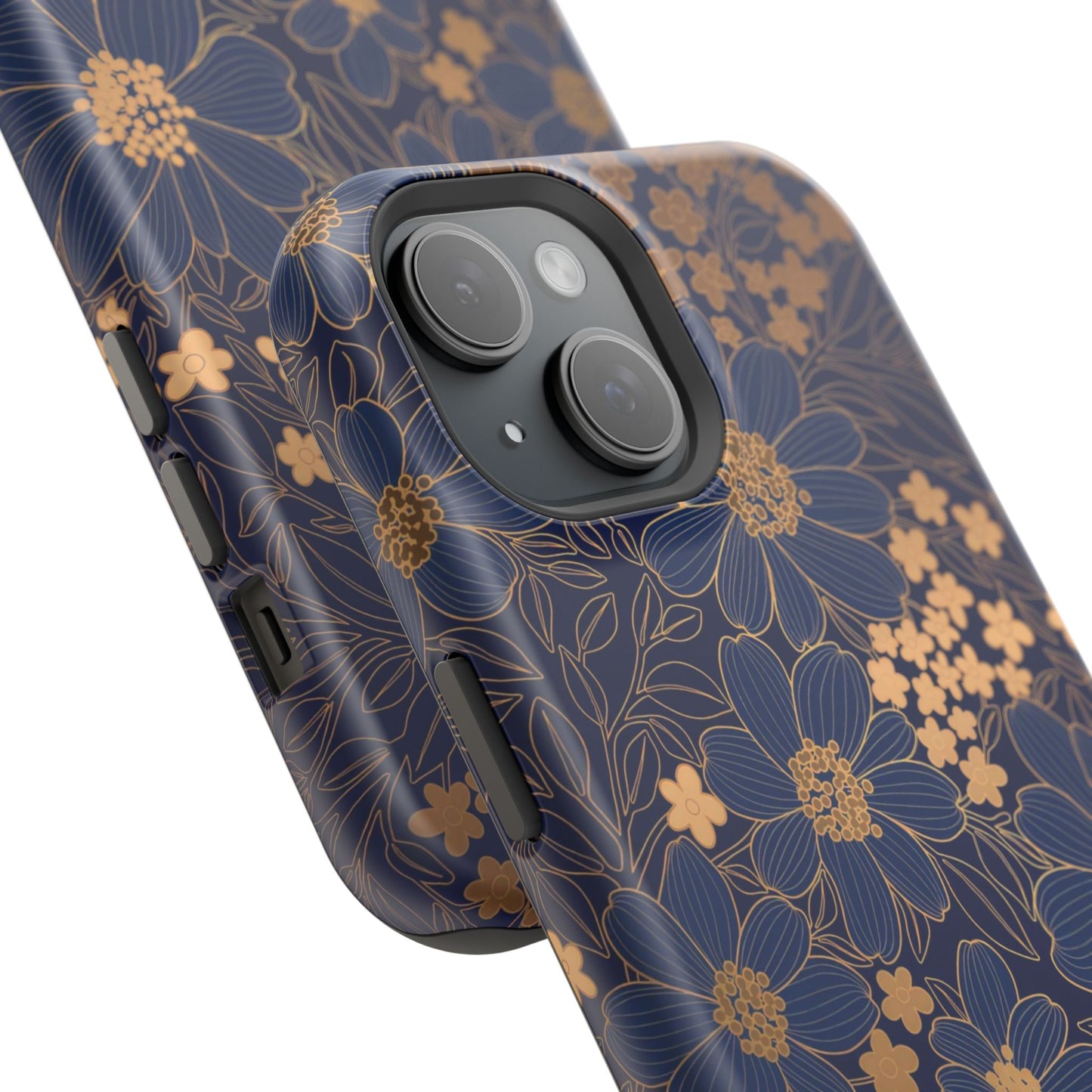 Luxury Serial Magnetic Phone Case, Golden Floral