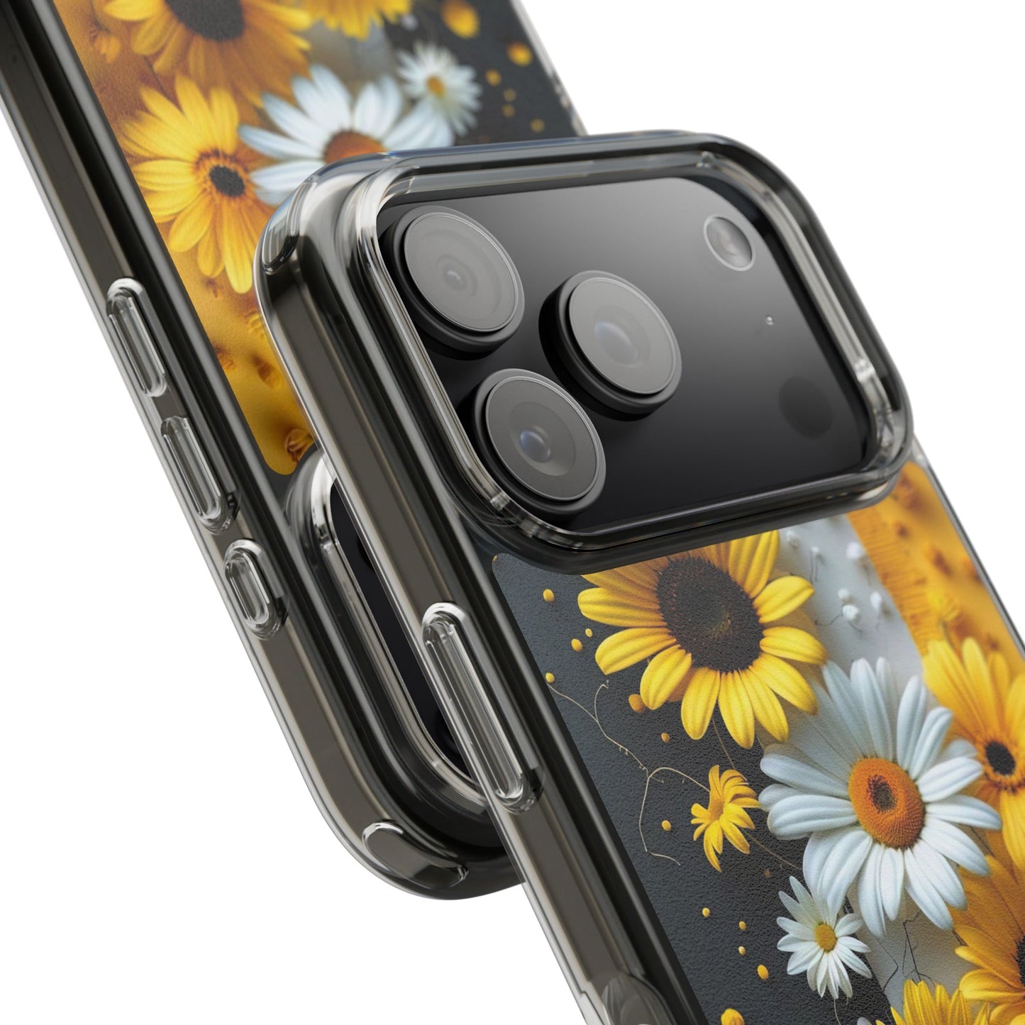 Clear Floral Phone Case - Yellow and White Daisy Pattern Colorful Spring Accessory