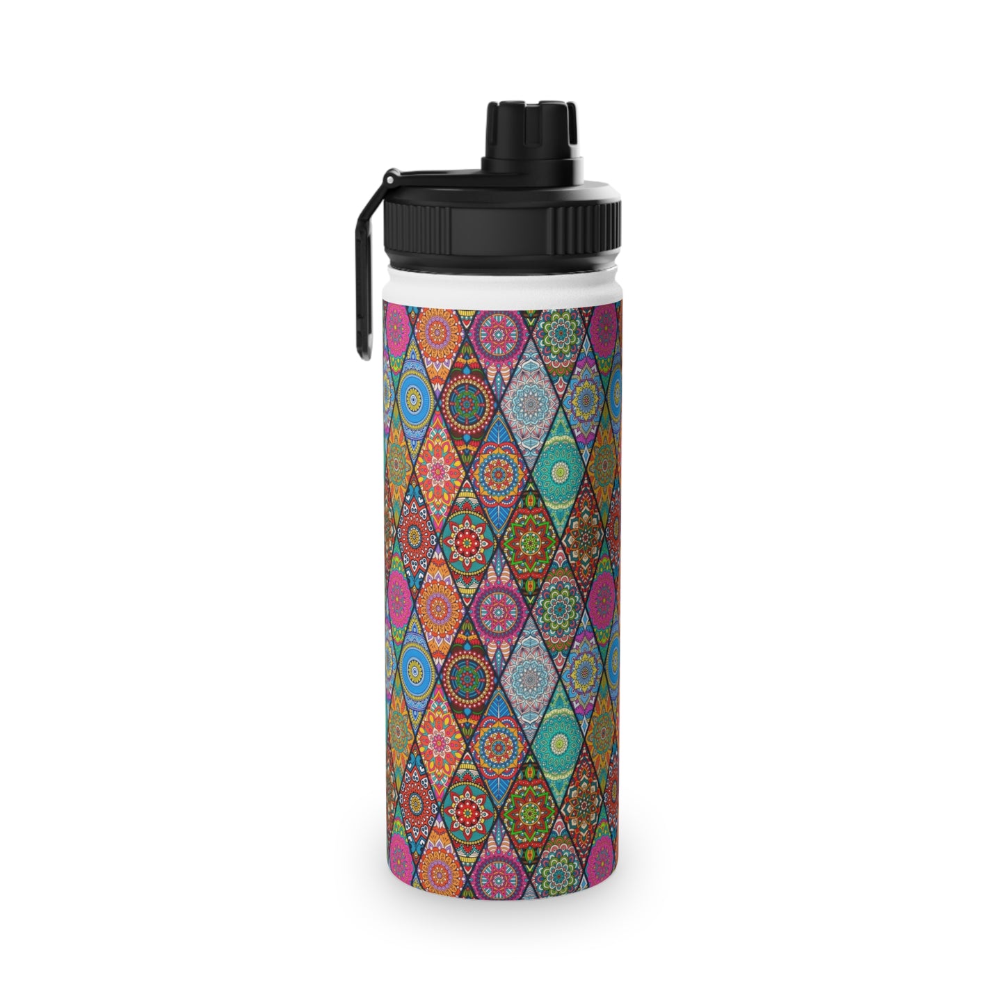 Mandala Argyle Stainless Steel Water Bottle, Sports Lid