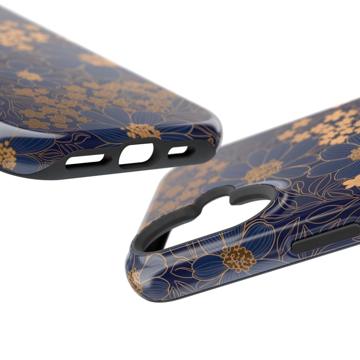 Luxury Serial Magnetic Phone Case, Golden Floral