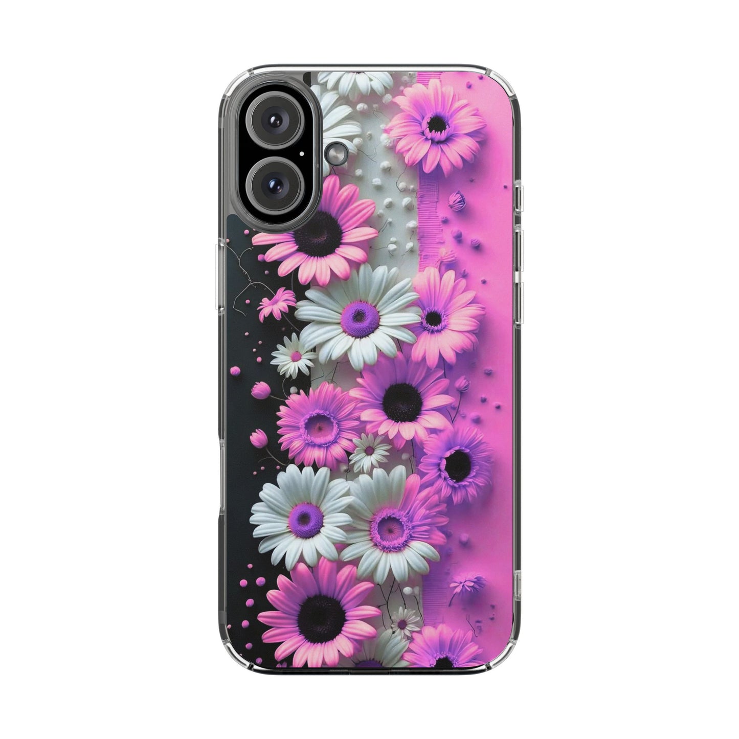 Floral Clear Phone Case – Pink Flower Design