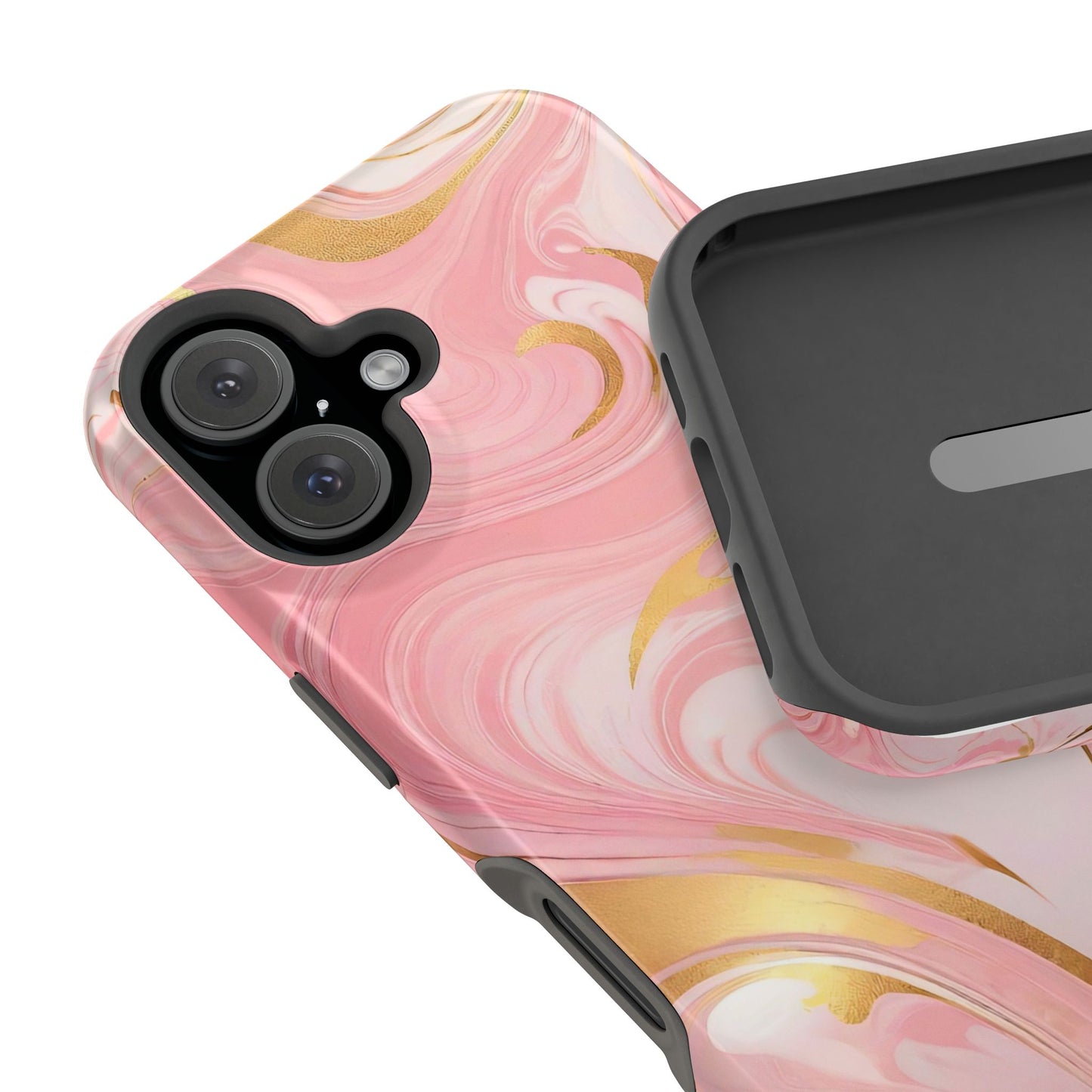 Stylish Magnetic Phone Case, Pink Marble Protective Cover