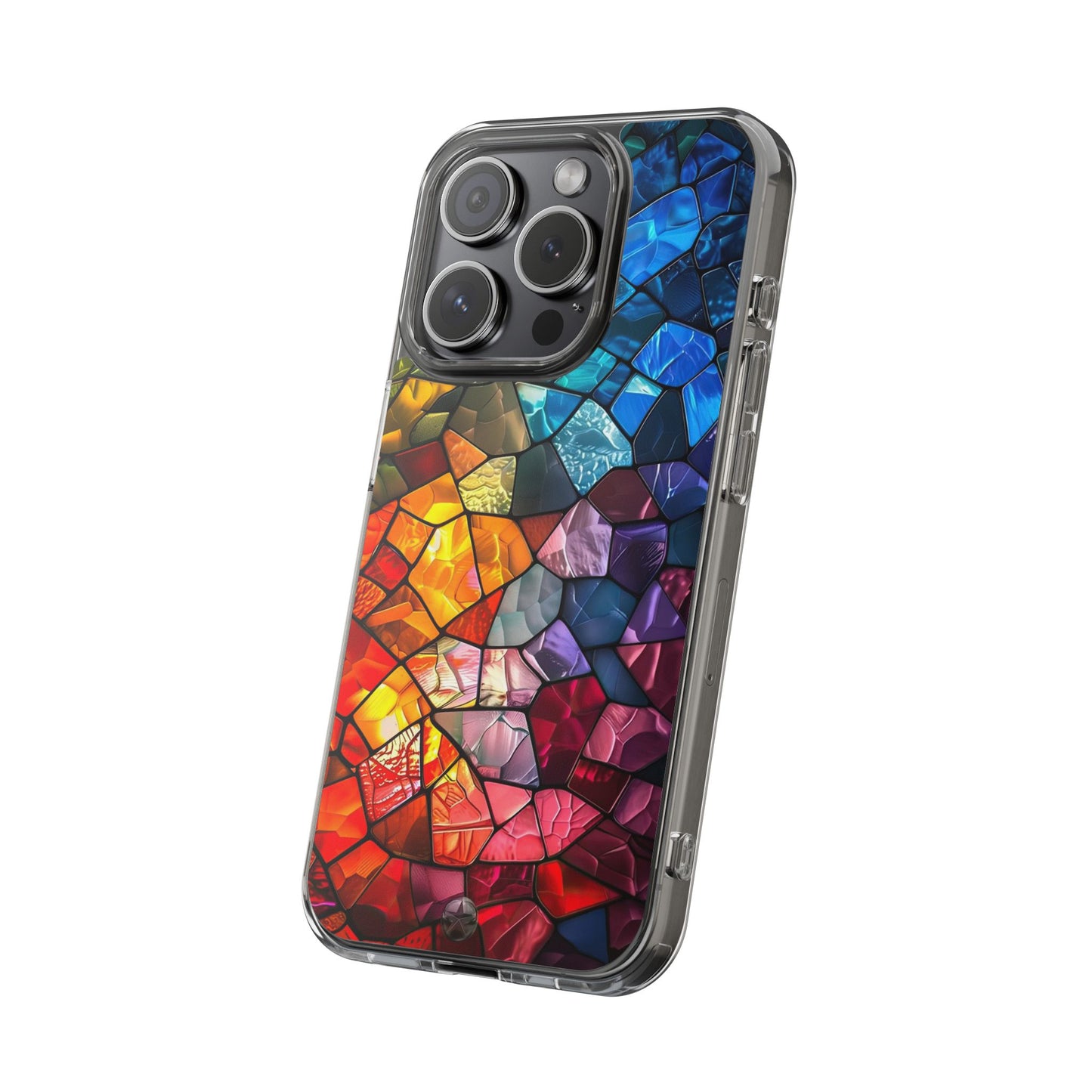 Vibrant Clear Phone Case, Colorful Stained Glass Design