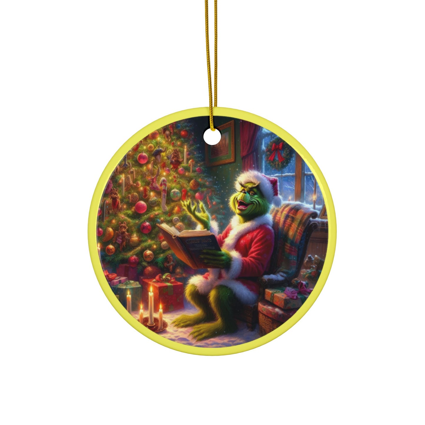 Grinch’s Christmas Chronicles Christmas Ceramic Ornaments, 2-Side Print, (1pc, 3pcs, 5pcs, 10pcs)