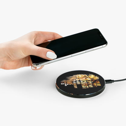 Motivational 10W Qi Certified Fast Wireless Charging Pad for iPhone & Android with USB Cable,  Inspirational Lion Design