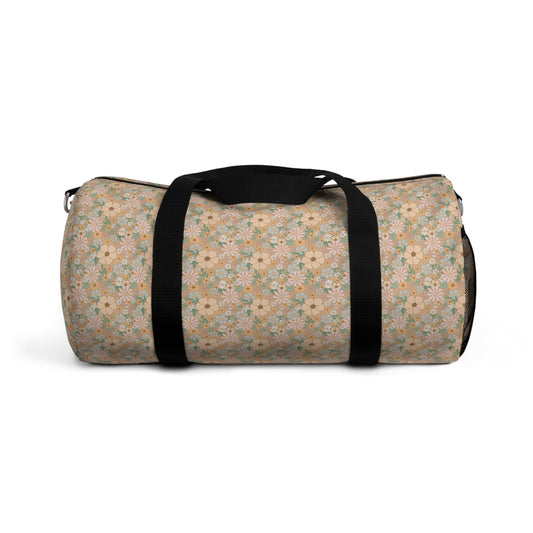 Blooming Joy: Happy Flower Pattern Duffel Bag