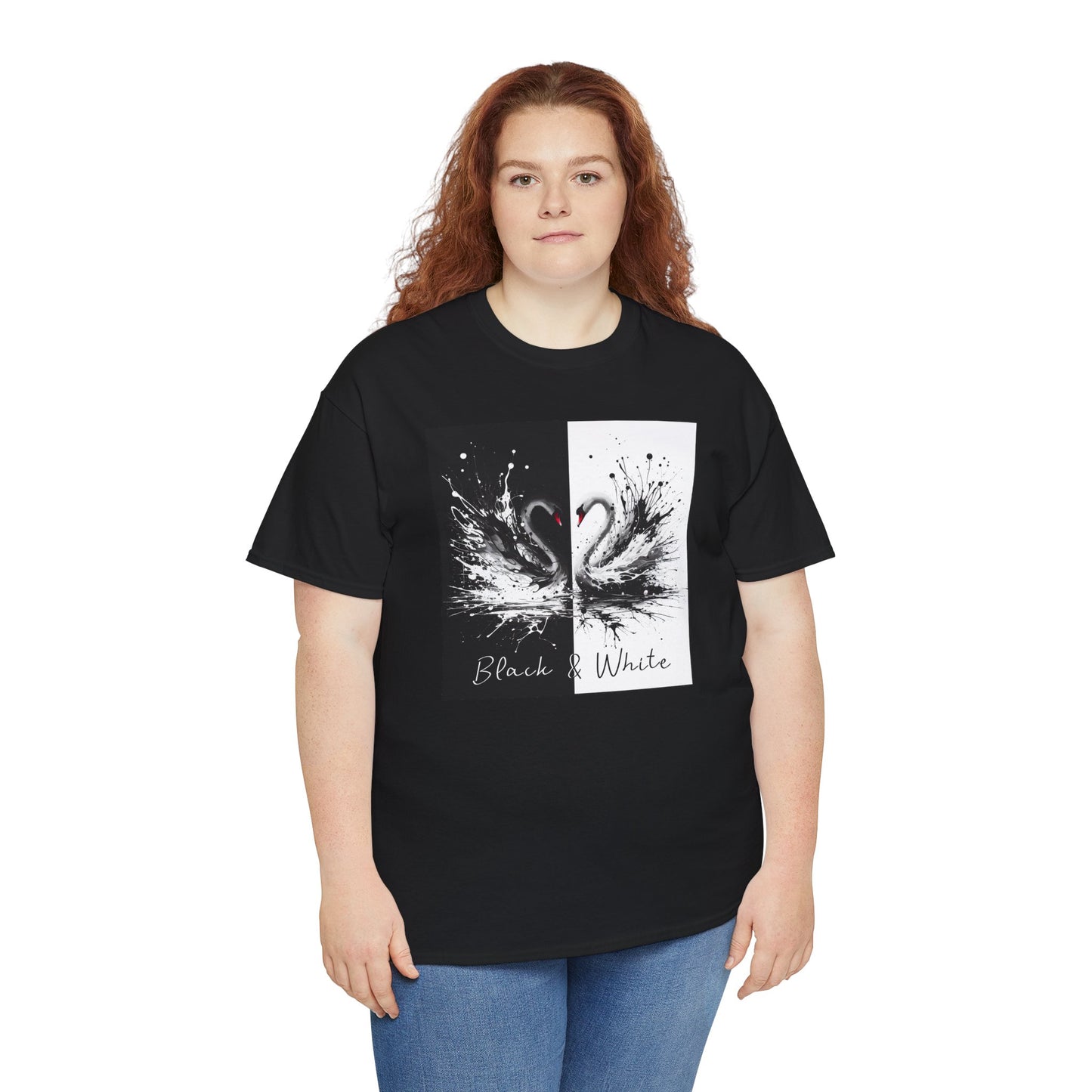 Black & White Swans Unisex Heavy Cotton Tee